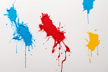 Colored paint splashes isolated on white background. Colorful paint splashes.