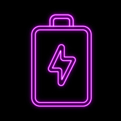 Neon glowing battery shape
