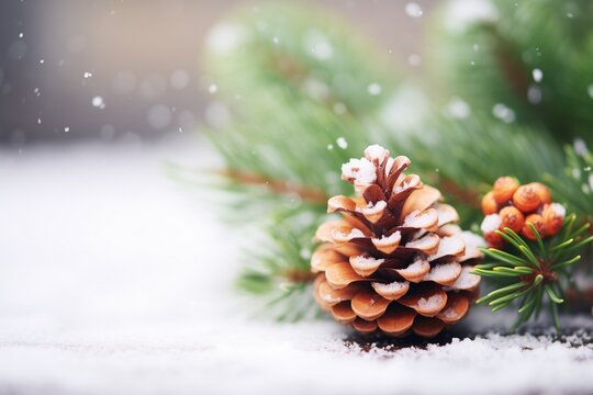 a pine cone cluster with a delicate dusting of snow