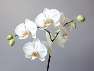White orchid flower isolated on grey background.