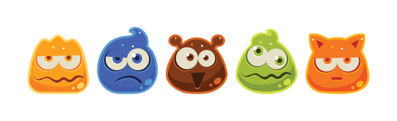 Funny Jelly Character Snout and Face Vector Set
