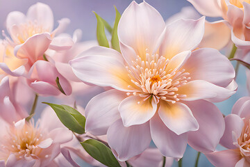 A close up of a bunch of pink flowers, pink and white dahlia with crystal diamond drop HD wallpaper - Powered by Adobe