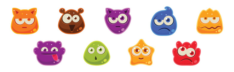 Funny Jelly Character Snout and Face Vector Set