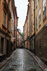 Fototapeta na wymiar narrow street in Sweden