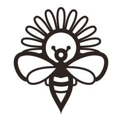 Bee and Echinacea Flower - Outline