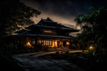 chinese temple at night