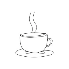 Coffee cup Continuous One line drawing. Line continuous drawing. Vector illustration
