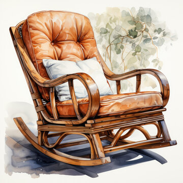 watercolor Rocking chair clipart, Generative Ai