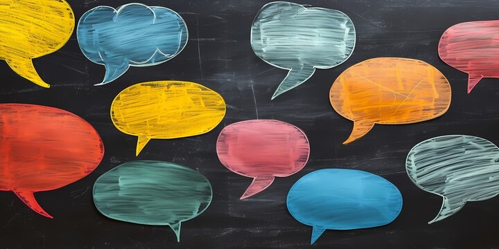 Chalk Speech bubbles on blackboard - Generative ai