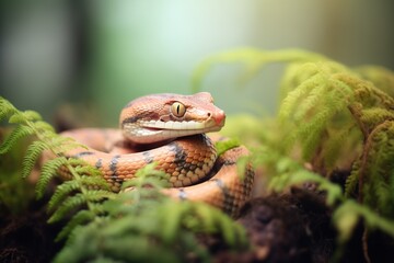 Fototapeta premium viper with raised head among ferns