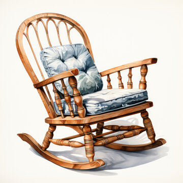 watercolor Rocking chair clipart, Generative Ai