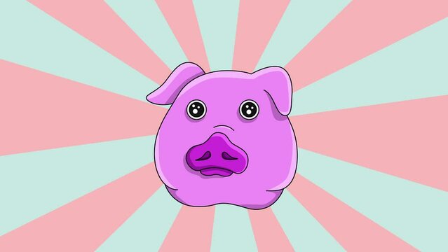 Animated pig head icon with rotating background