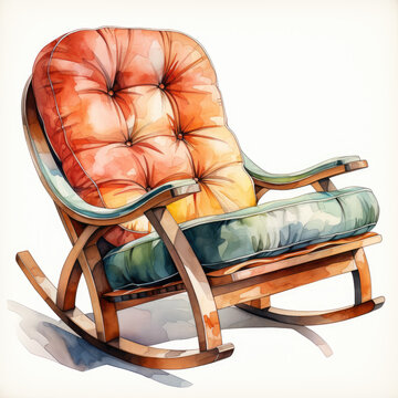 recommend clip art: watercolor Rocking chair clipart, Generative Ai