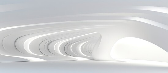 Obraz premium 3D geometric abstract wave futuristic light white background. 3d tunnel background. Halway background. alleyway background.