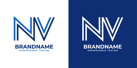 Letter NV Line Monogram Logo, suitable for business with NV or VN initials