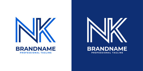 Letter NK Line Monogram Logo, suitable for business with NK or KN initials - obrazy, fototapety, plakaty