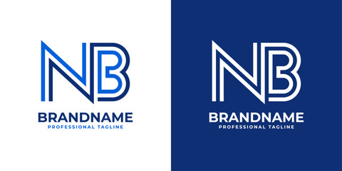 Letter NB Line Monogram Logo, suitable for business with NB or BN initials - obrazy, fototapety, plakaty