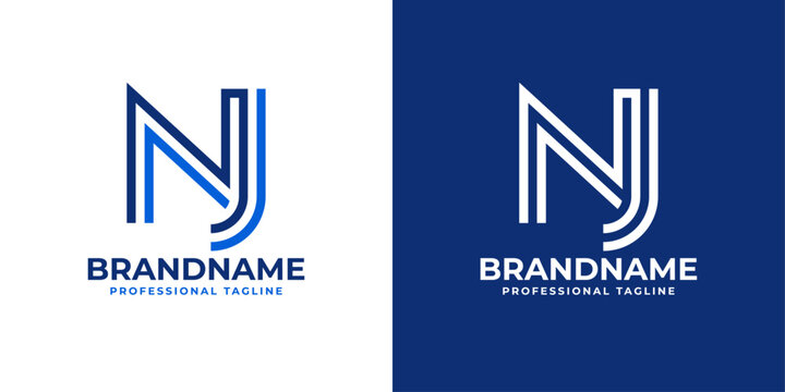 Letter NJ Line Monogram Logo, suitable for business with NJ or JN initials