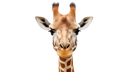 Giraffe face. Isolated on transparent background