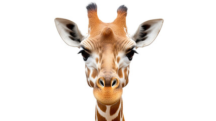 Giraffe face. Isolated on transparent background - obrazy, fototapety, plakaty