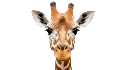 Giraffe face. Isolated on transparent background