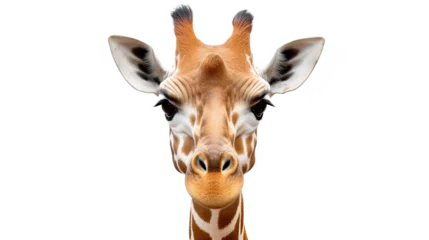 Gordijnen Giraffe face. Isolated on transparent background ©  Mohammad Xte