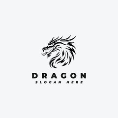 Dragon head logo design, with a simple pattern