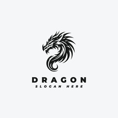Dragon head logo design, with a simple pattern