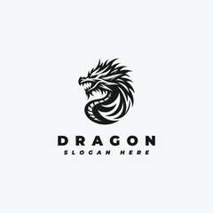 Dragon head logo design, with a simple pattern