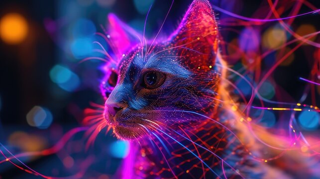 digital holographiccat blue holographic strings