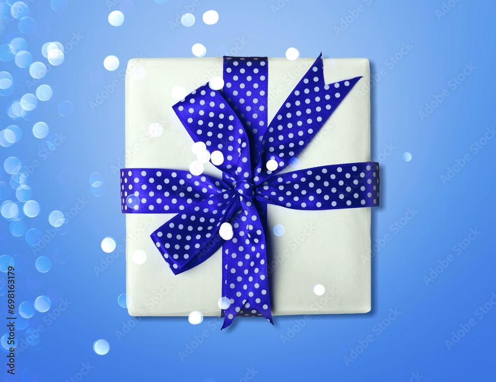 Poster big gift box with ribbon bow