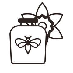 Honey Jar and Daffodil Flower - Outline