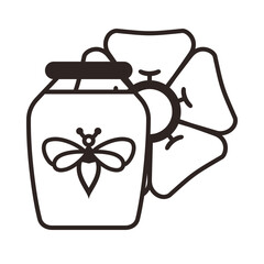 Honey Jar and Geranium Flower - Outline
