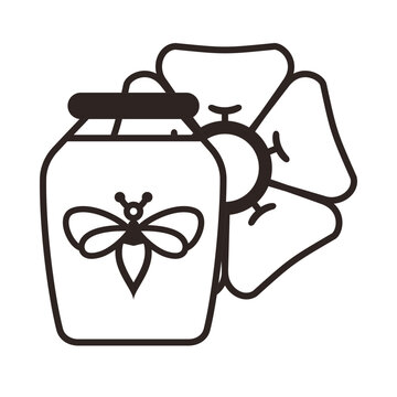 recommend clip art: Honey Jar and Geranium Flower - Outline