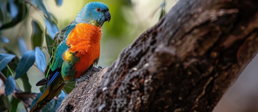 Male Red-bellied Parrot perched on the tree.