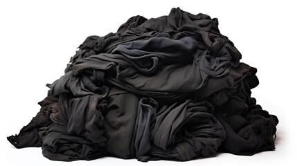 Pile of black Dirty Laundry. Isolated on white background