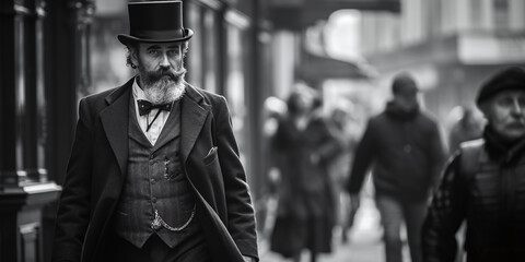 Old black and white street photographs from the Victorian era