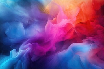 Abstract background of acrylic paint in blue, pink and yellow colors, Illustration of dramatic smoke and fog in contrasting vivid colors, Background or wallpaper, abstract colorful, AI Generated - obrazy, fototapety, plakaty