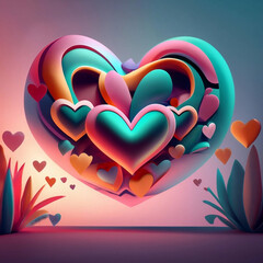Free photo of gradient love heart, expressing love and warmth for Valentine's Day. AI generative.
