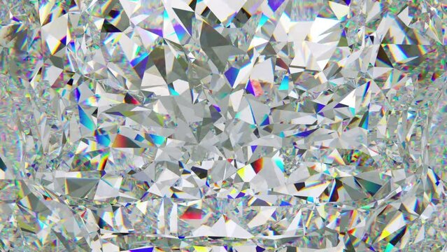 kaleidoscope abstraction rotating sparkling shiny glass texture seamless loop. 3d render, 3d animation