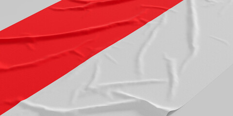 Flag of Indonesia. Fabric textured Indonesia flag isolated on white background. 3D illustration