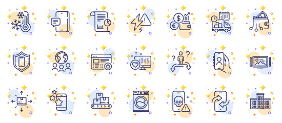 Fototapeta na wymiar Outline set of Best app, Smartphone protection and User call line icons for web app. Include Cyber attack, Business choice, Image carousel pictogram icons. Delivery, Company. Vector