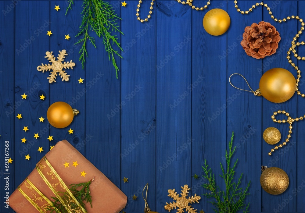 Wall mural Merry Christmas and 2024 Happy new year greeting card,