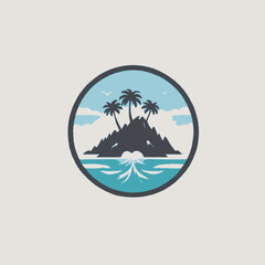 Fototapeta na wymiar Island Logo EPS Format Design Very Cool 