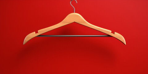 Clothes Hanger ,Wooden Hanger Hanging on Wall Generative Ai