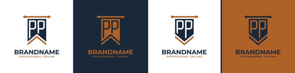 Letter PP Pennant Flag Logo Set, Represent Victory. Suitable for any business with P or PP initials.