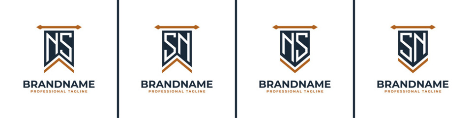 Letter NS and SN Pennant Flag Logo Set, Represent Victory. Suitable for any business with NS or SN initials.