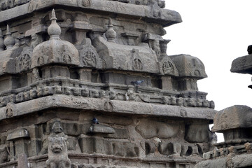 Shore temple in Mahabalipuram. Ancient seashore historical temple constructed in 7th century A.D at Mahabalipuram, a Unesco World Heritage Site in Tamilnadu.
