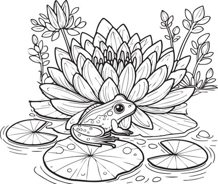 outline water lily drawing, tattoo outline water lily drawing, Japanese water lily tattoo design, July birth flower water lily tattoo, water lily pad coloring pages