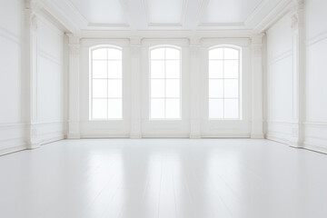 Fototapeta premium empty room with white walls and large windows